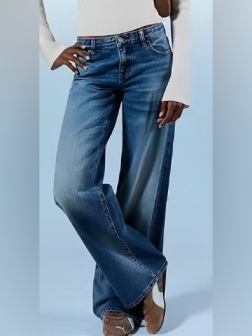 Women’s PACSUN sized 27 short Casey low rise baggie Wide Leg Denim Jeans